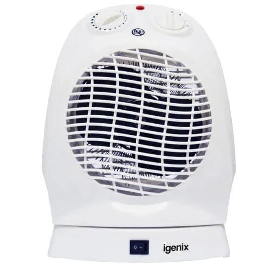 Upright Oscillating Fan Heater in White