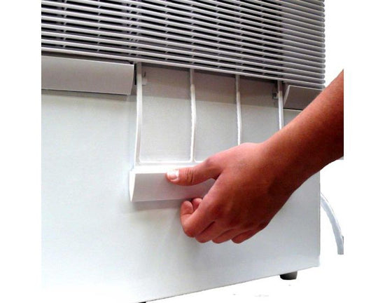 Ecor Pro D950 85 Litre Compressor Dehumidifier showing filter removal at the back from Bright Air