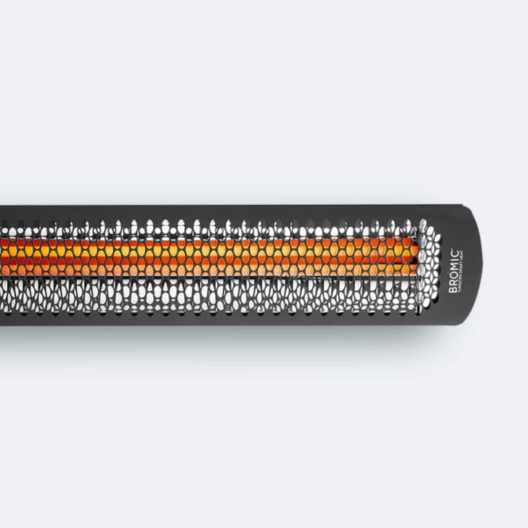 Bromic 2000W TUNGSTEN SMART-HEAT ELECTRIC 220-240V - Black showing end and grille detail from Bright Air