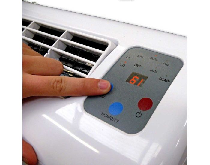 Ecor Pro D950 85 Litre Compressor Dehumidifier showing controls panel touch display from Bright Air