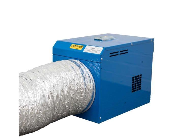 Broughton FF13 Blue Giant 400v 13kw Industrial Fan Heater - Includes Spigot for Ducting showing additional ducting option from Bright Air