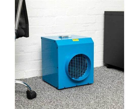 Broughton Blue Giant FF3 3kw Portable Fan Heater - Includes Spigot for Ducting 230V & 110V shown in situ from Brigh tAir