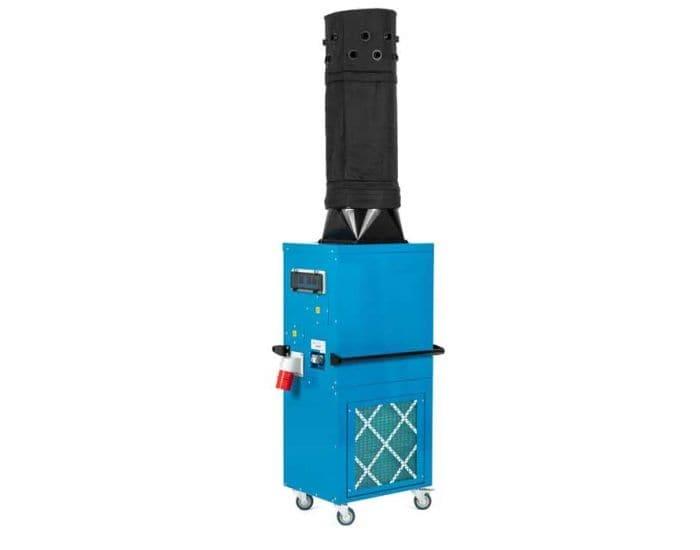 Broughton FFVH32 Blue Giant 18kW 400v Electric Fan Heater shown in full from the side from Bright Air