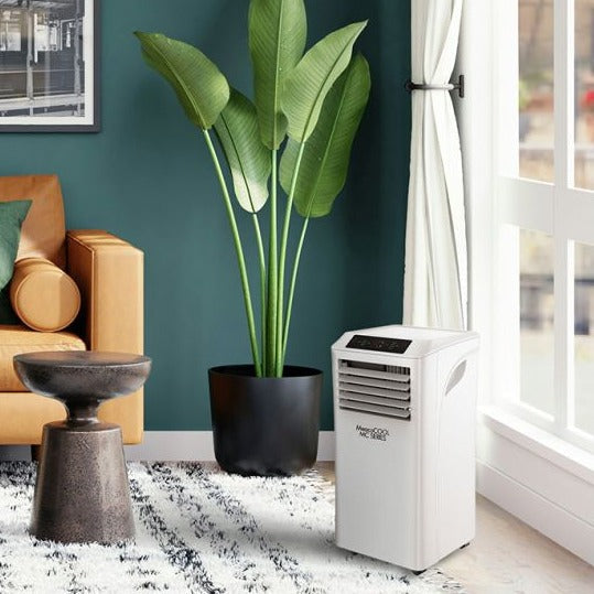 MeacoCool MC Series Pro 8000 BTU Portable Air Conditioner in a living room situation from Bright Air