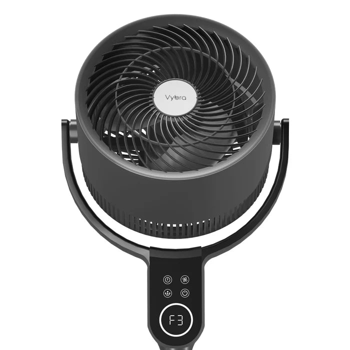 Vybra Air 50W Oscillator fan, remote control Graphite showing graphite grey fan head from Bright Air