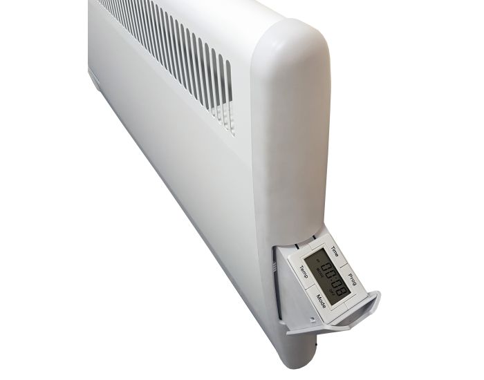 PLE075 Panel Convector Heater with Electronic 7 Day Timer from Bright Air showing side control panel open
