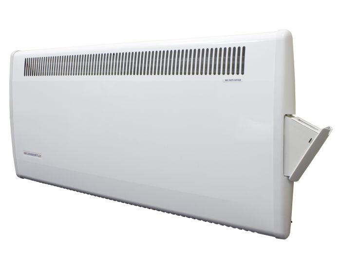 PLSTiE Slimline LST Fan Heaters with WiFi- PLSTi050EWIFI showing front angle with control panel exposed from Bright Air