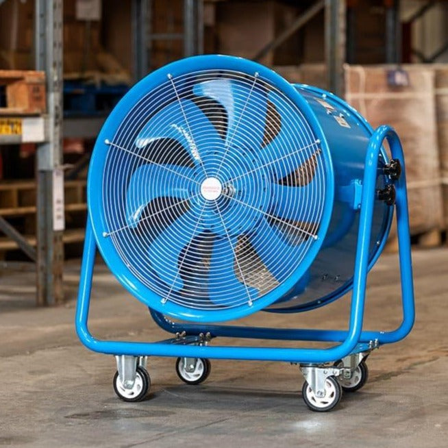 Broughton VF600 230V Tough Steel Extractor Fan shown in situ in a warehouse from Bright Air