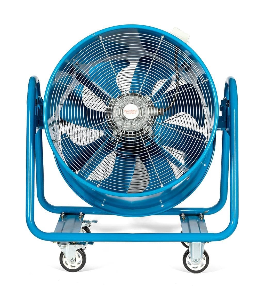 Broughton VF600 230V Tough Steel Extractor Fan shown fully front angle from Bright Air